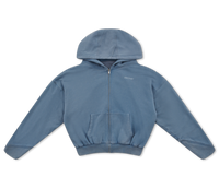 Washed Zip-Up Hoodie - Light Blue