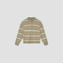 Striped Quarter Zip Polo - Green/White Stripe