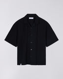 Ribbed Knit Polo Shirt - Black