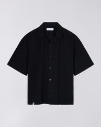 Ribbed Knit Polo Shirt - Black