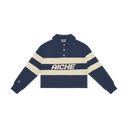 Striped Knit Polo Sweater - Navy/Cream Stripe