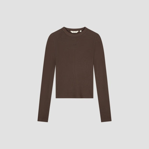 Long Sleeve Crewneck Tee - Brown