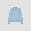 Rib Knit Polo Sweater - Light Blue