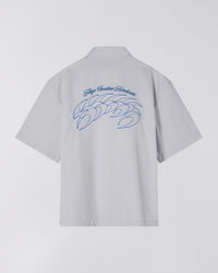 Embroidered Camp Collar Shirt - Light Grey
