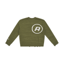 Distressed Knit Logo Sweater - Olive Green