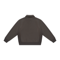 Half-Zip Embroidered Polo Sweatshirt - Brown