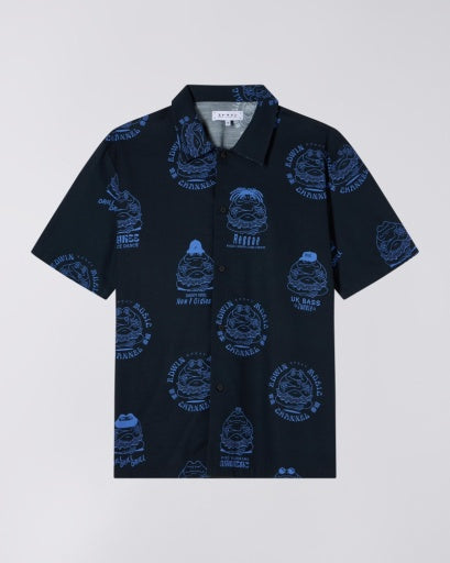Patterned Short Sleeve Shirt - Navy