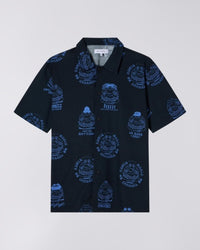 Patterned Short Sleeve Shirt - Navy