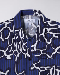 Abstract Print Camp Shirt - Blue Pattern