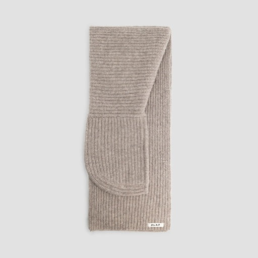 Rib Knit Scarf Pockets - Light Brown