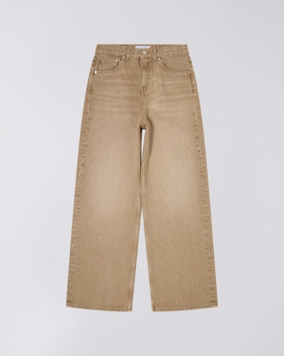 Wide Leg Denim Jeans - Light Brown