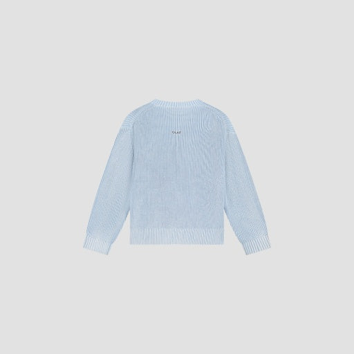 Ribbed Knit Crewneck Sweater - Light Blue