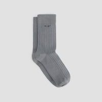 Rib Knit Ankle Socks - Grey