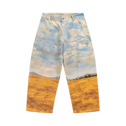 Graphic Print Straight Leg Jeans - Landscape Print