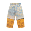 Graphic Print Straight Leg Jeans - Landscape Print