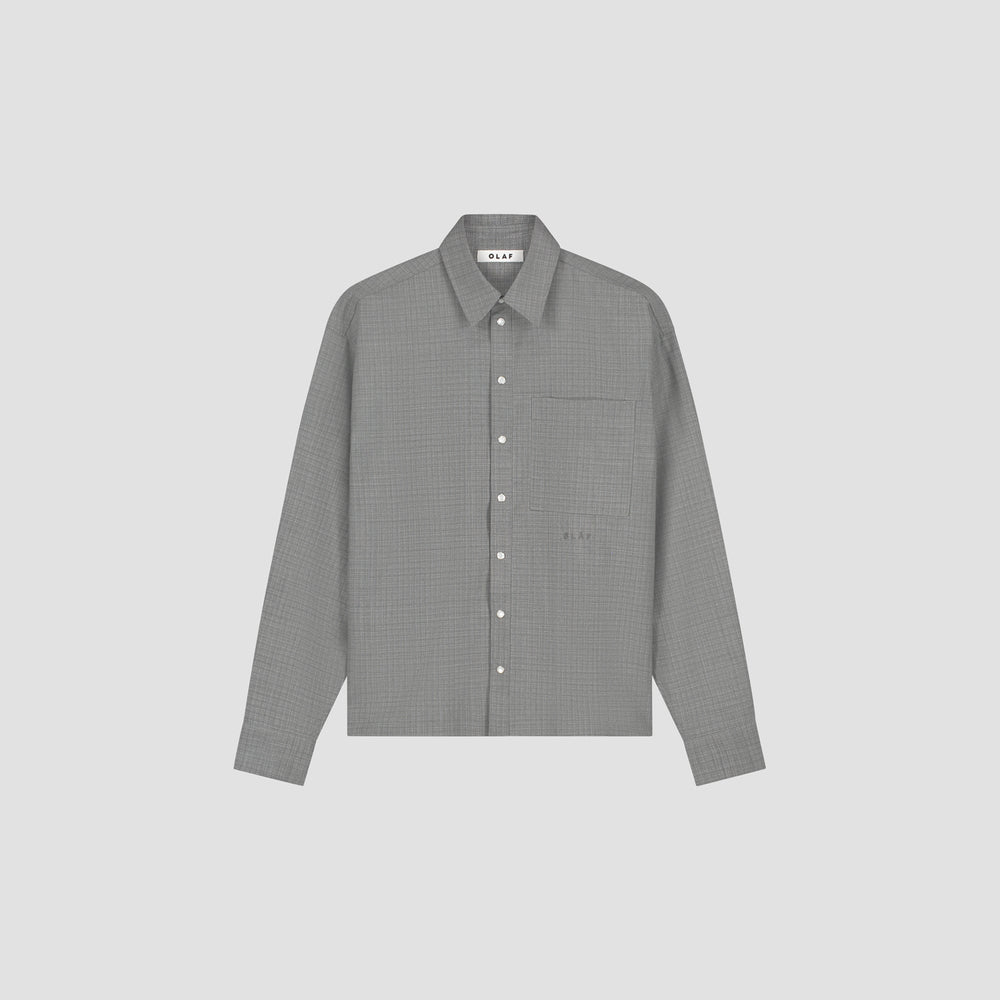 Textured Long Sleeve Shirt - Gray Pattern