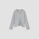 Knitted Long Sleeve Polo - Light Grey