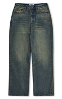 Washed Denim Straight Jeans - Washed Blue