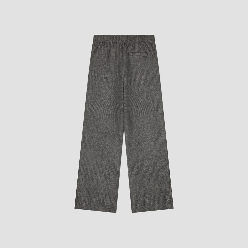 Wide Leg Elastic Pants - Gray Pinstripe