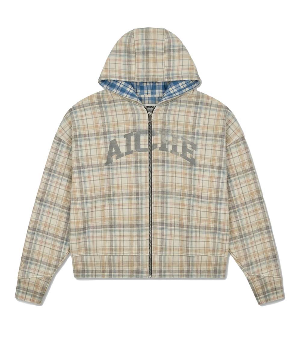 Plaid Zip-Up Hoodie - Plaid Multi