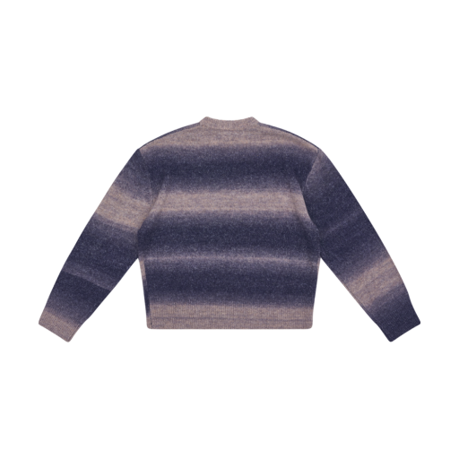 Striped Crewneck Sweater Embroidered Logo - Grey/Navy Stripe