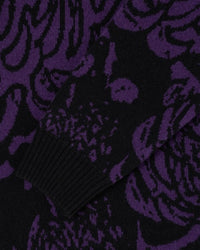 Graphic Knit Crewneck Sweater - Black/Purple Pattern
