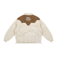 Western Yoke Puffer Jacket - Cream/Brown