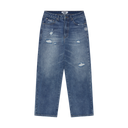 Distressed Wide Leg Jeans - Blue Denim