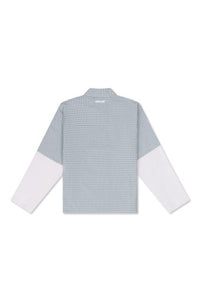 Gingham Panel Sleeve Shirt - Blue Gingham