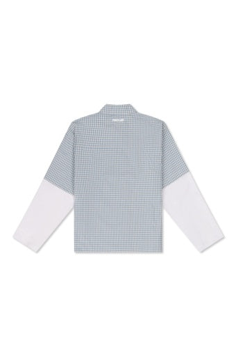 Gingham Panel Sleeve Shirt - Blue Gingham