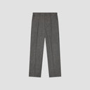 Herringbone Pleated Trousers - Grey Melange