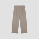 Wide Leg Herringbone Trousers - Brown