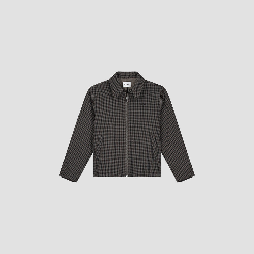 Check Pattern Full-Zip Jacket - Grey Check
