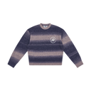 Striped Crewneck Sweater Embroidered Logo - Grey/Navy Stripe