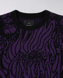 Graphic Knit Crewneck Sweater - Black/Purple Pattern