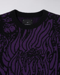 Graphic Knit Crewneck Sweater - Black/Purple Pattern