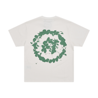 Crewneck T-Shirt Embroidered Wreath - Cream