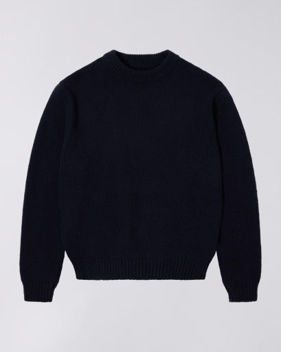 Rib Knit Crewneck Sweater - Navy