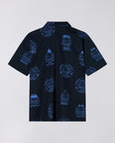 Patterned Short Sleeve Shirt - Navy