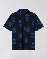 Patterned Short Sleeve Shirt - Navy