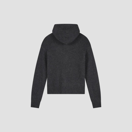 Full-Zip Knitted Hoodie - Charcoal Grey
