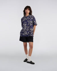 Abstract Print Camp Shirt - Blue Pattern