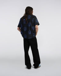 Patterned Short Sleeve Shirt - Navy