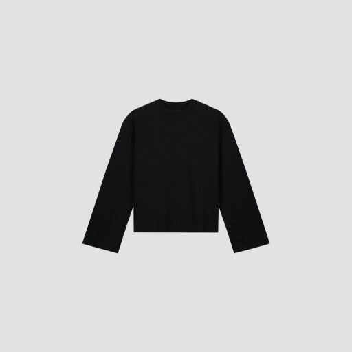 Cropped Oversized Sweatshirt - Black