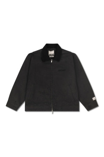 Zipped Contrast Collar Jacket - Black