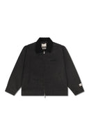Zipped Contrast Collar Jacket - Black