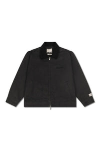 Zipped Contrast Collar Jacket - Black