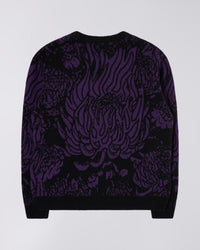 Graphic Knit Crewneck Sweater - Black/Purple Pattern