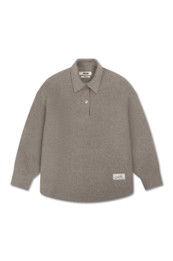 Wool Blend Polo Shirt - Grey