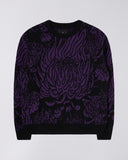 Graphic Knit Crewneck Sweater - Black/Purple Pattern